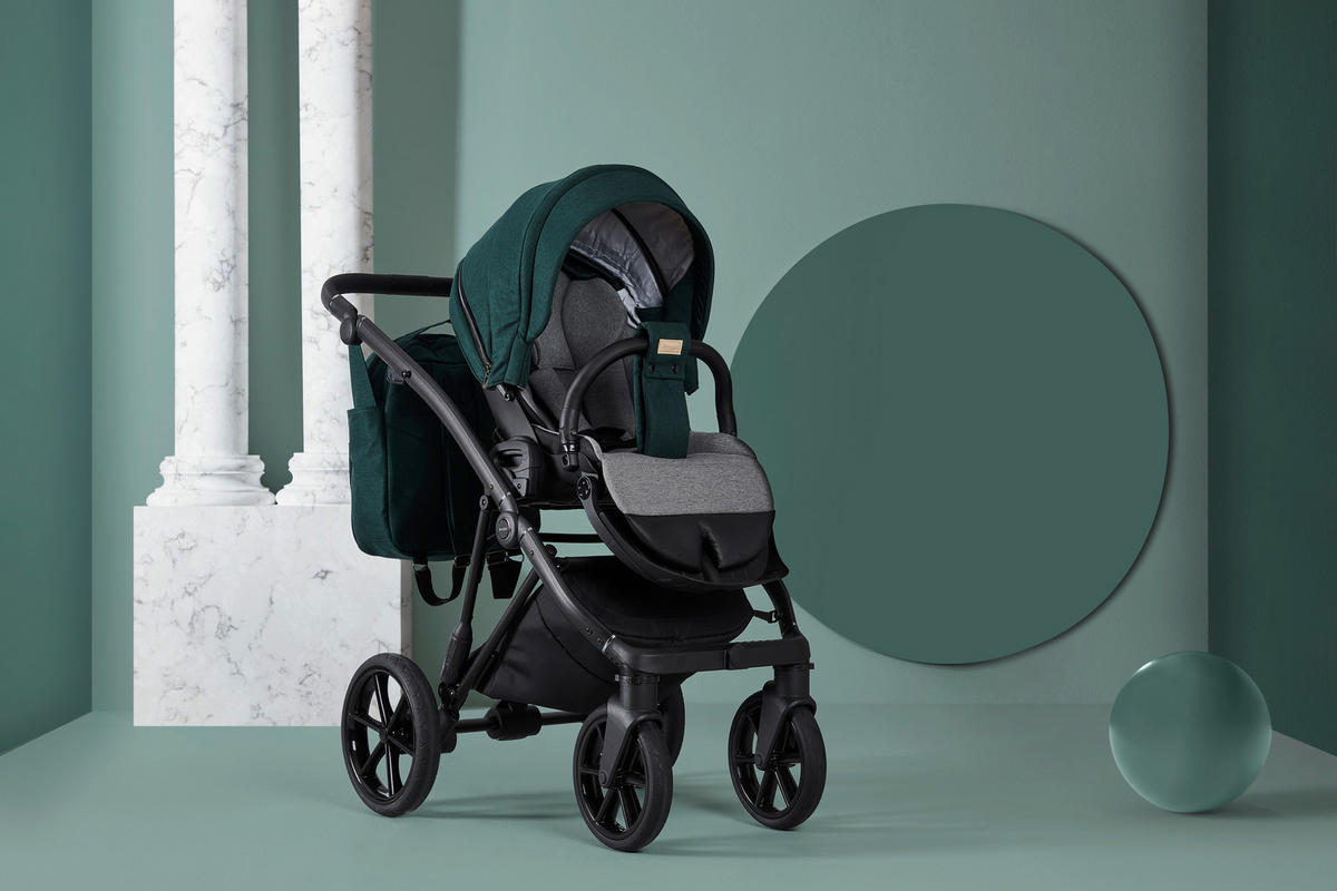 KINDERWAGENSET Fashion Premium  - Dunkelgrün/Schwarz, Trend, Textil/Metall (105/59/105cm) - Jimmylee