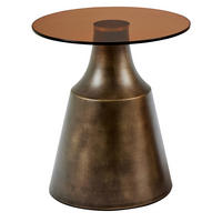 COUCHTISCH DUNSLEY Klarglas 45/45/47 cm rund Braun, Bronzefarben  - Braun/Bronzefarben, Design, Glas/Metall (45/45/47cm) - MID.YOU