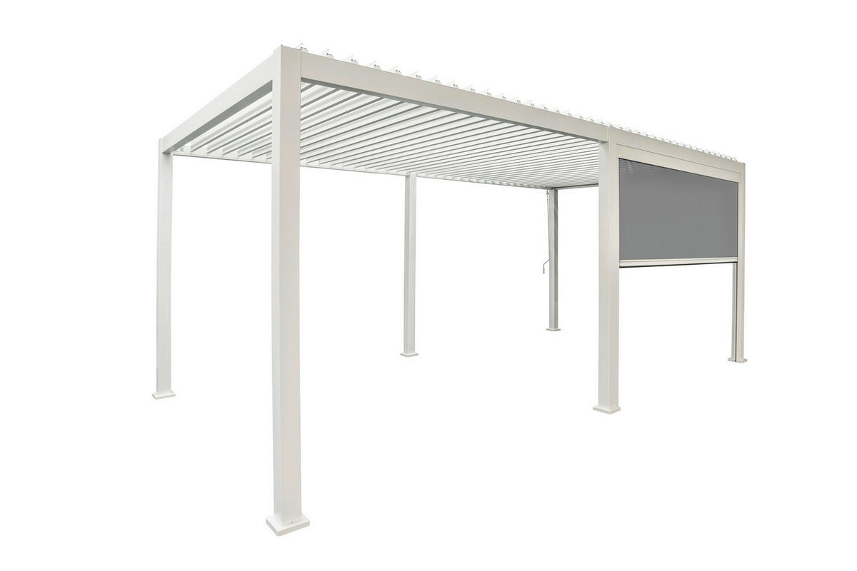 PERGOLA-ROLLO 400/250/10 cm  - Weiß/Grau, MODERN, Textil/Metall (400/250/10cm) - Gardenson