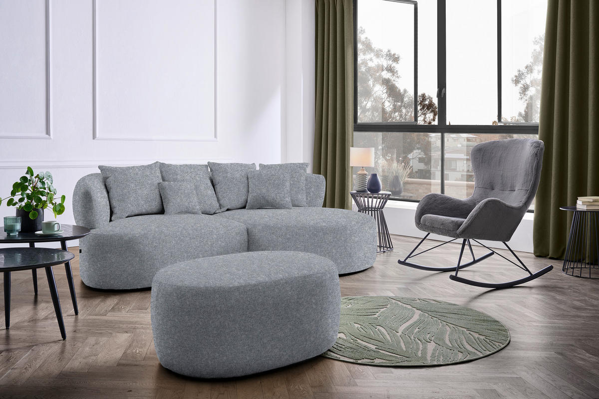 HOCKER in Textil Dunkelgrau  - Dunkelgrau/Schwarz, MODERN, Kunststoff/Textil (88/43/66cm) - Hom`in