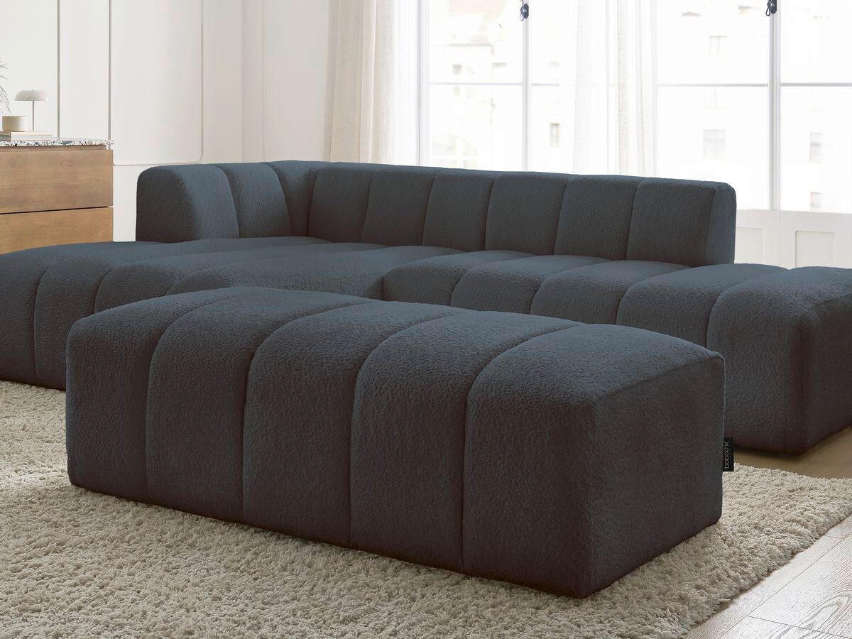 ECKSOFA  ANNECY Dunkelblau Bouclé  - Schwarz/Dunkelblau, MODERN, Kunststoff/Textil (170/262cm)