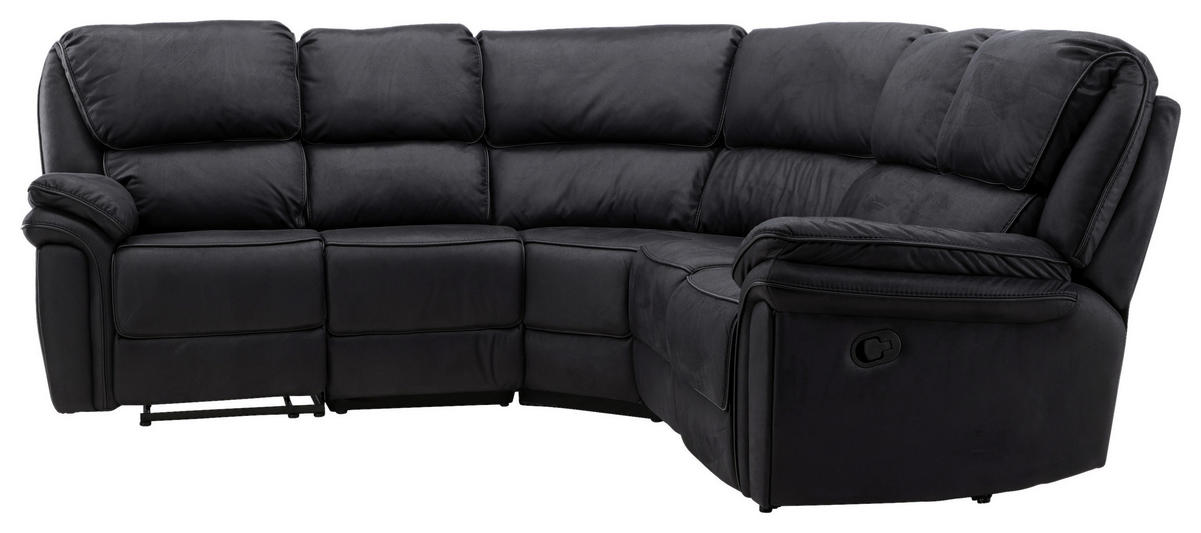 ECKSOFA Eckteil  Schwarz Lederlook (vegan)  - Schwarz, Design, Textil (338/338cm) - Livetastic