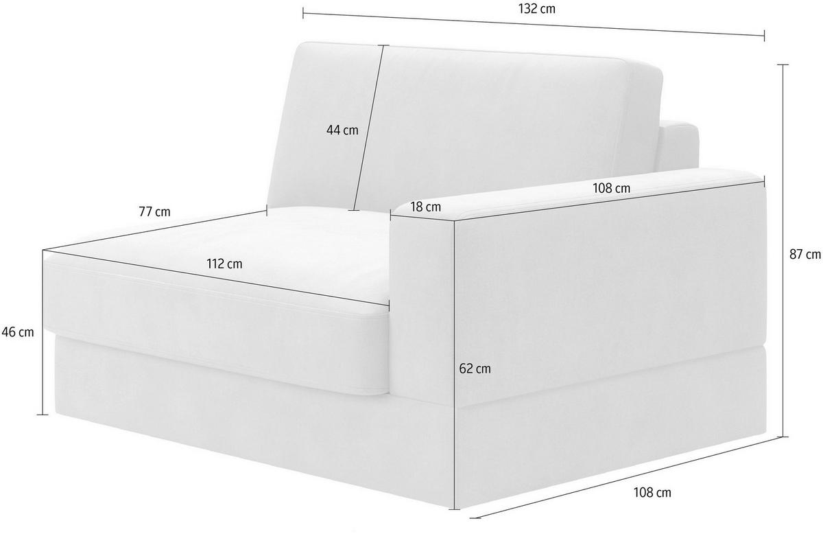 SOFAELEMENT FABIO E Mikrofaser Braun  - Schwarz/Braun, MODERN, Kunststoff/Textil (132/87/108cm) - Sit & More