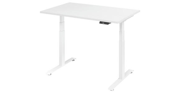 SCHREIBTISCH 120/80/64,5-129,5 cm Weiß höhenverstellbar  - Weiß, KONVENTIONELL, Holzwerkstoff/Metall (120/80/64,5-129,5cm) - Venda