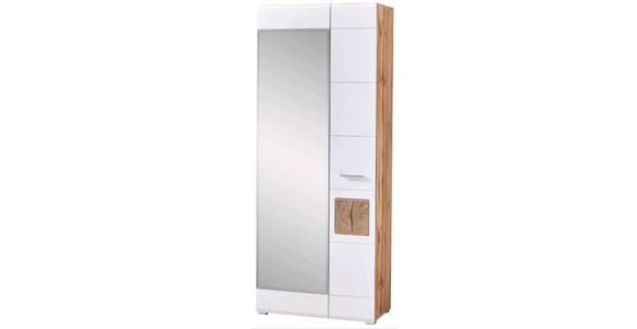 GARDEROBENSCHRANK 80/201/37 cm  - Eichefarben/Silberfarben, KONVENTIONELL, Glas/Holzwerkstoff (80/201/37cm) - Voleo