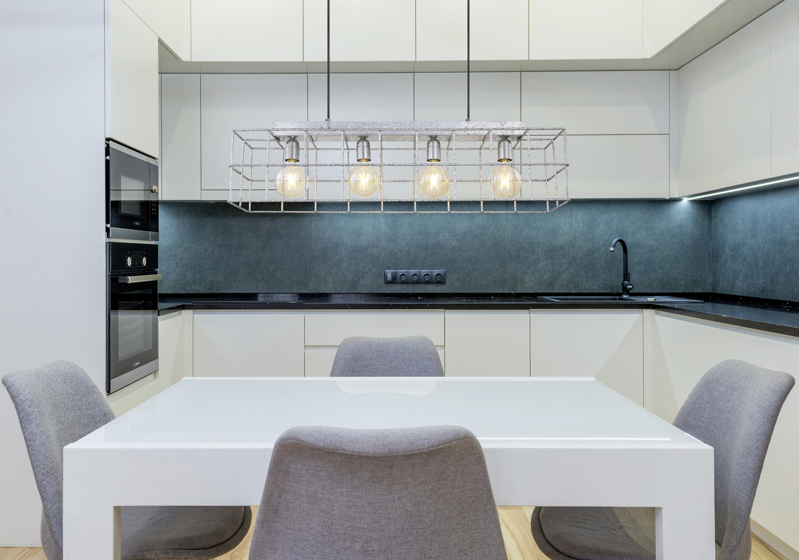 HÄNGELEUCHTE 90/20/150 cm    - Zinkfarben, Design, Metall (90/20/150cm) - Globo