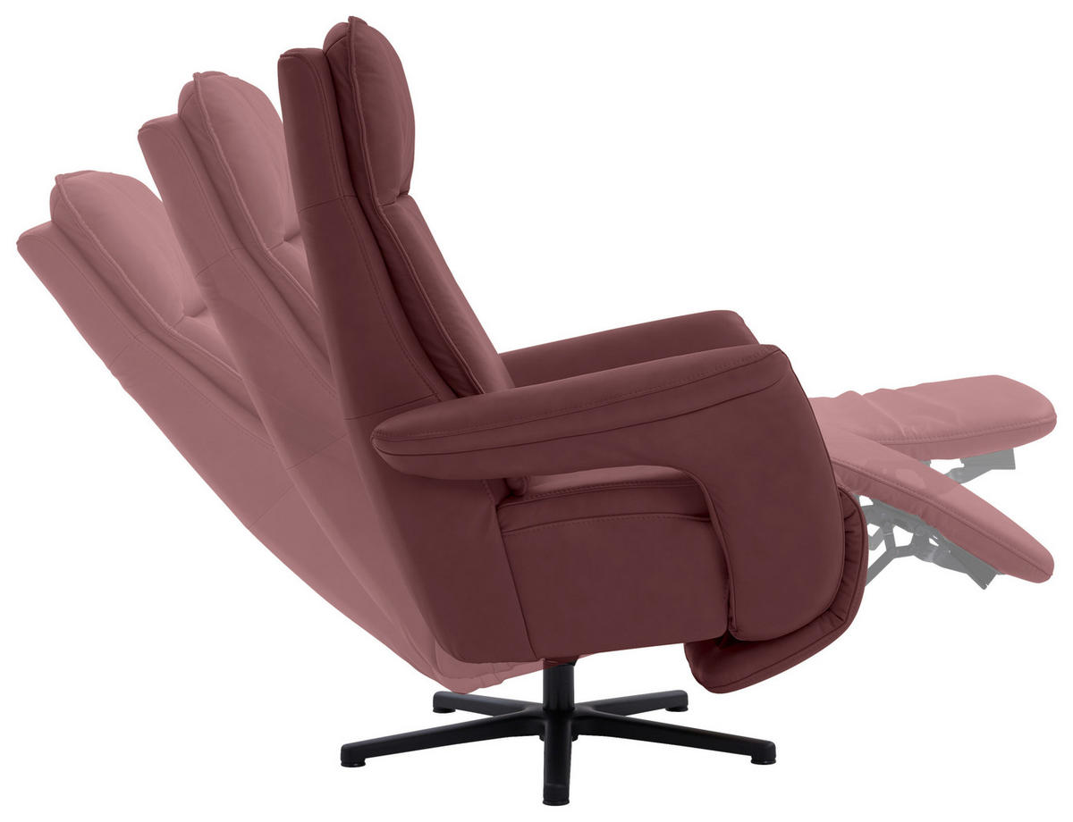 RELAXSESSEL in Leder Beere  - Beere/Schwarz, Design, Leder/Metall (83/112/87-174cm) - Valdera