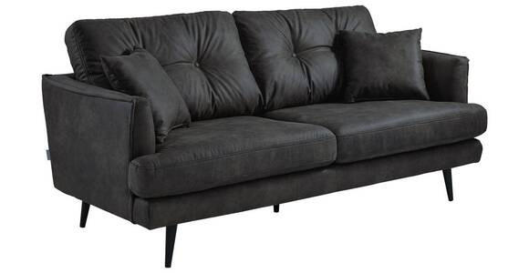 2-SITZER-SOFA in Mikrofaser Anthrazit  - Anthrazit/Schwarz, Design, Holz/Textil (187/89/92cm) - Carryhome