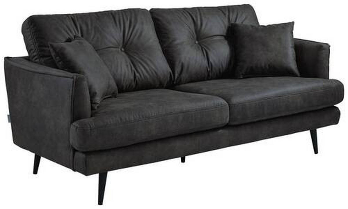 2-SITZER-SOFA in Mikrofaser Anthrazit  - Anthrazit/Schwarz, Design, Holz/Textil (187/89/92cm) - Livetastic