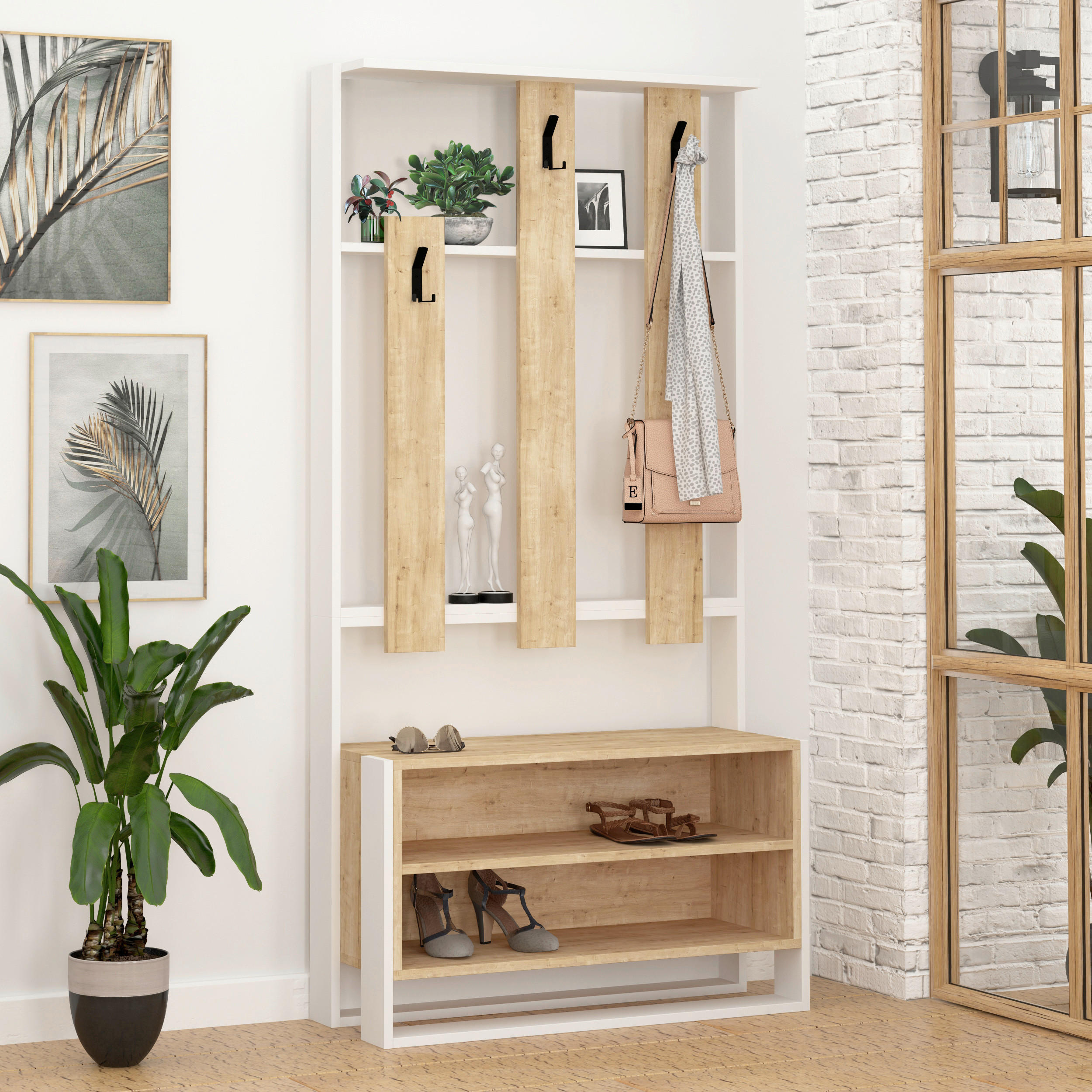 GARDEROBENSCHRANK  in 90/180/36 cm  - Weiss/Eichefarben, Design, Holzwerkstoff (90/180/36cm) - Livetastic