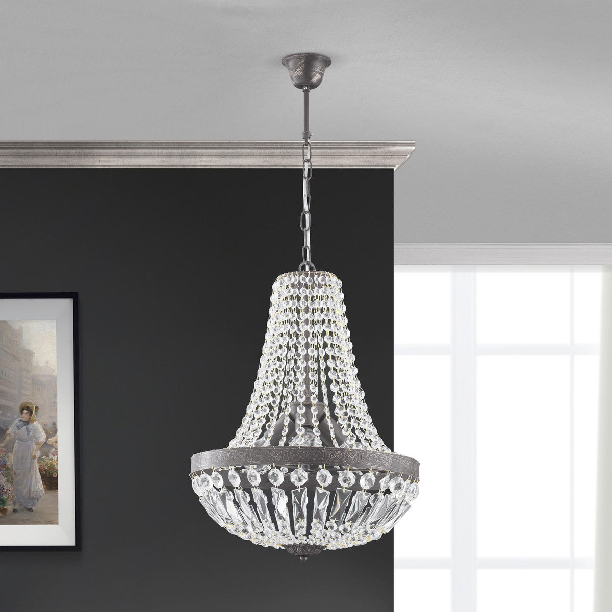 KRISTALL-HÄNGELEUCHTE 40/120 cm   - Bronzefarben, LIFESTYLE, Glas/Metall (40/120cm)