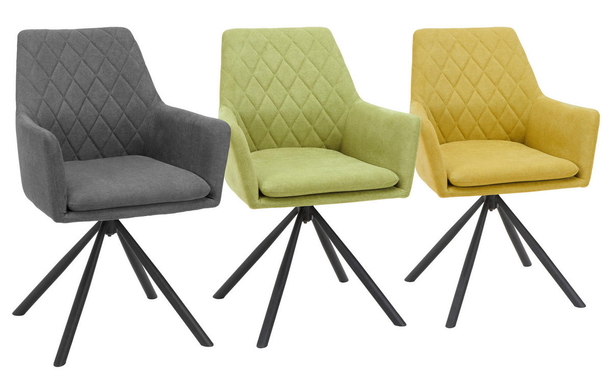STOLIČKA S PODRÚČKAMI, železo, tkaná textília, sivá, čierna - čierna/sivá, Design, kov/textil (62/88/61cm) - Hom`in