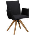 ARMLEHNSTUHL  Stoffauswahl, Typenauswahl, Sitzfläche 360° drehbar, automatische Rückholfunktion Lederlook  - Eichefarben/Schwarz, KONVENTIONELL, Holz/Textil (64/91/61cm) - Moderano