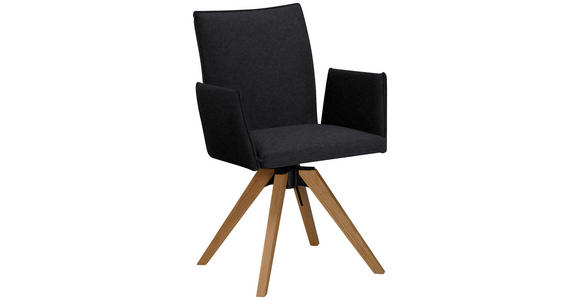 ARMLEHNSTUHL  Stoffauswahl, Typenauswahl, Sitzfläche 360° drehbar, automatische Rückholfunktion Lederlook  - Eichefarben/Schwarz, KONVENTIONELL, Holz/Textil (64/91/61cm) - Moderano