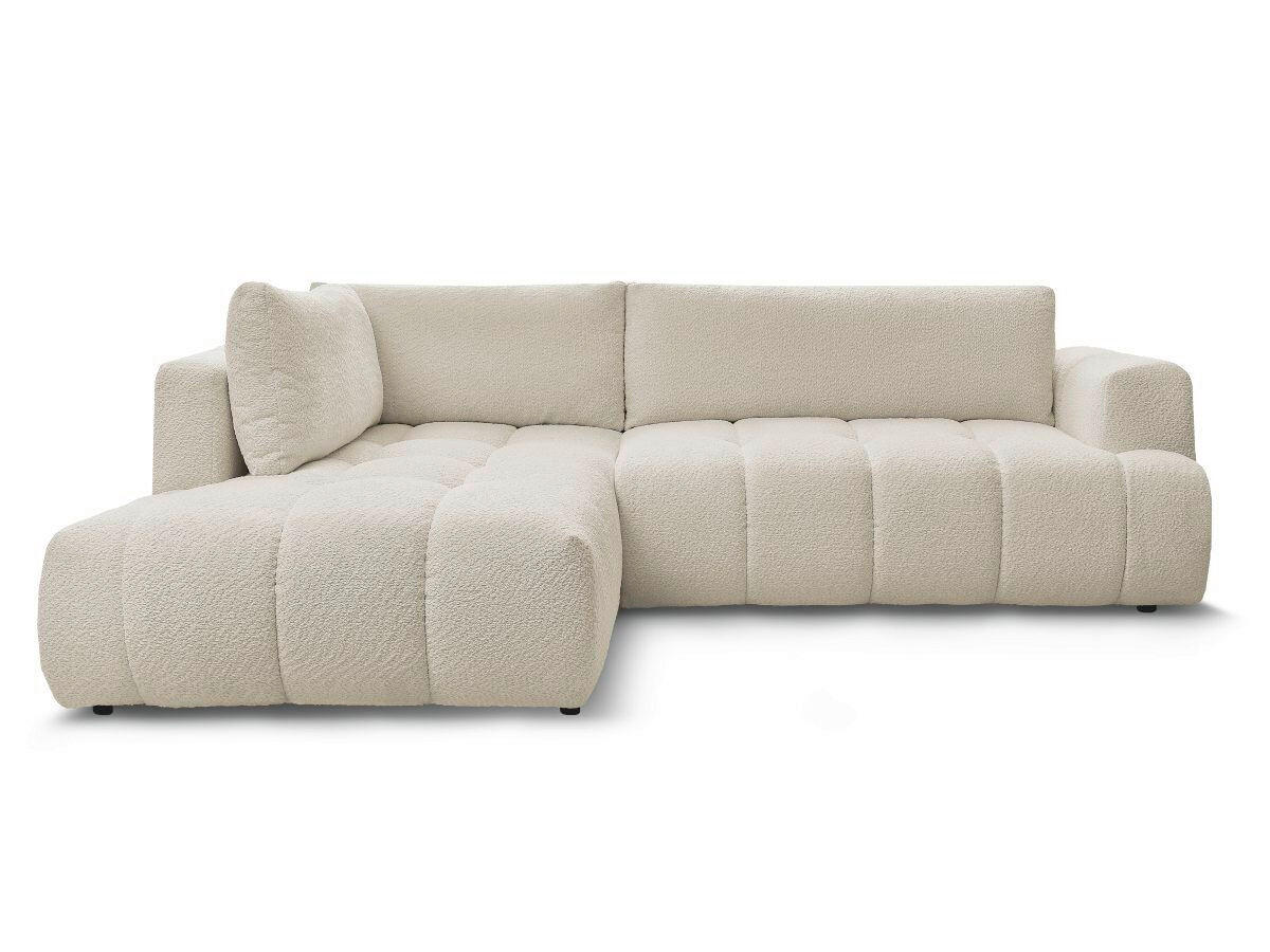 ECKSCHLAFSOFA FUJI Bouclé Beige  inkl.  - Beige/Schwarz, MODERN, Kunststoff/Textil (282/204cm)