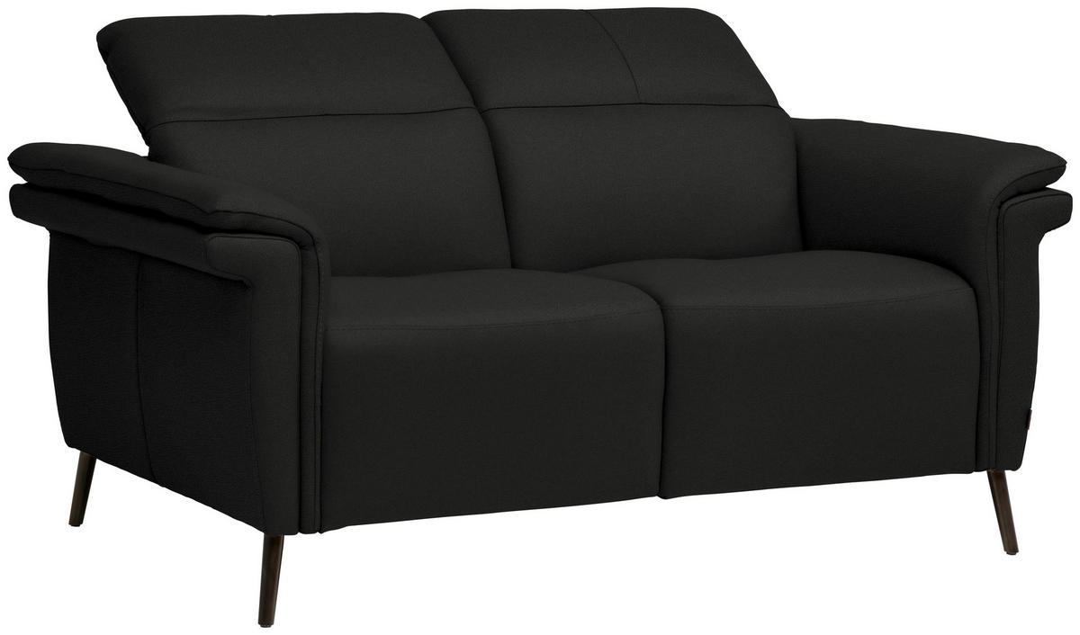 2-SITZER-SOFA Echtleder Schwarz  - Schwarz, Design, Leder/Metall (162/79/104cm) - Belluti