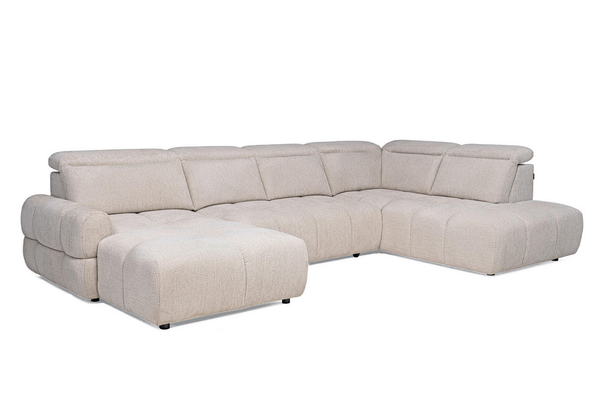 SAROKKANAPÉ textil bézs  - bézs/fekete, Design, műanyag/textil (183/358/223cm) - Welnova