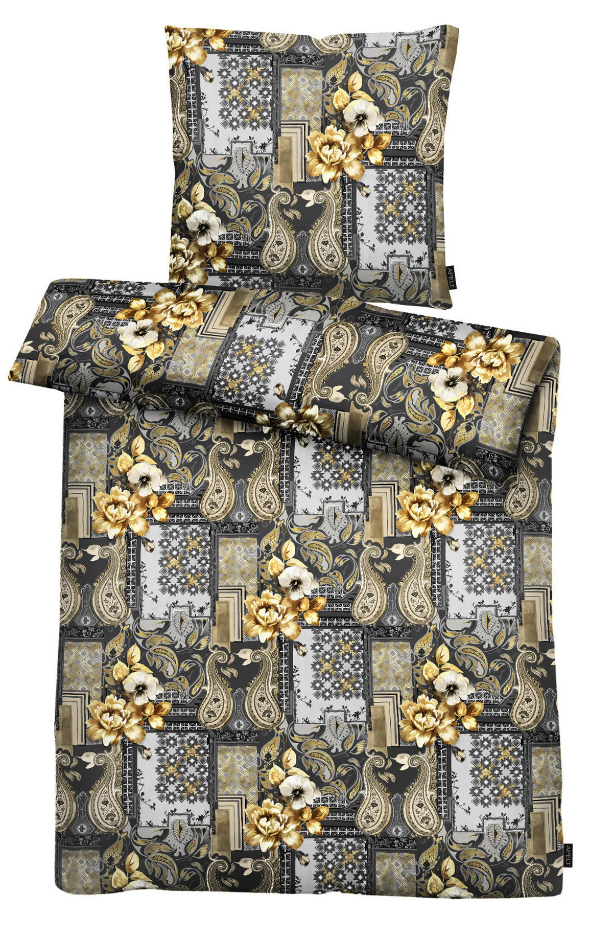 BETTWÄSCHE ISABELLA Satin 135/200 cm  - Beige/Grau, Design, Textil (135/200cm) - Apelt