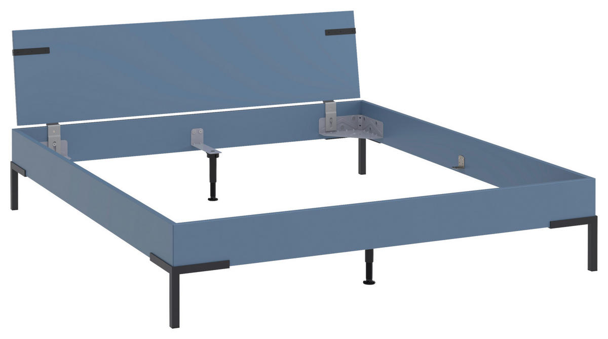 BETT 180/200 cm  in Blau  - Blau/Schwarz, Design, Metall (180/200cm) - Xora