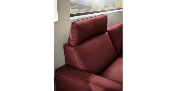 2,5-SITZER in Leder Bordeaux - Bordeaux/Schwarz, Design, Leder/Metall (200/102/92cm) - Johann Jakob