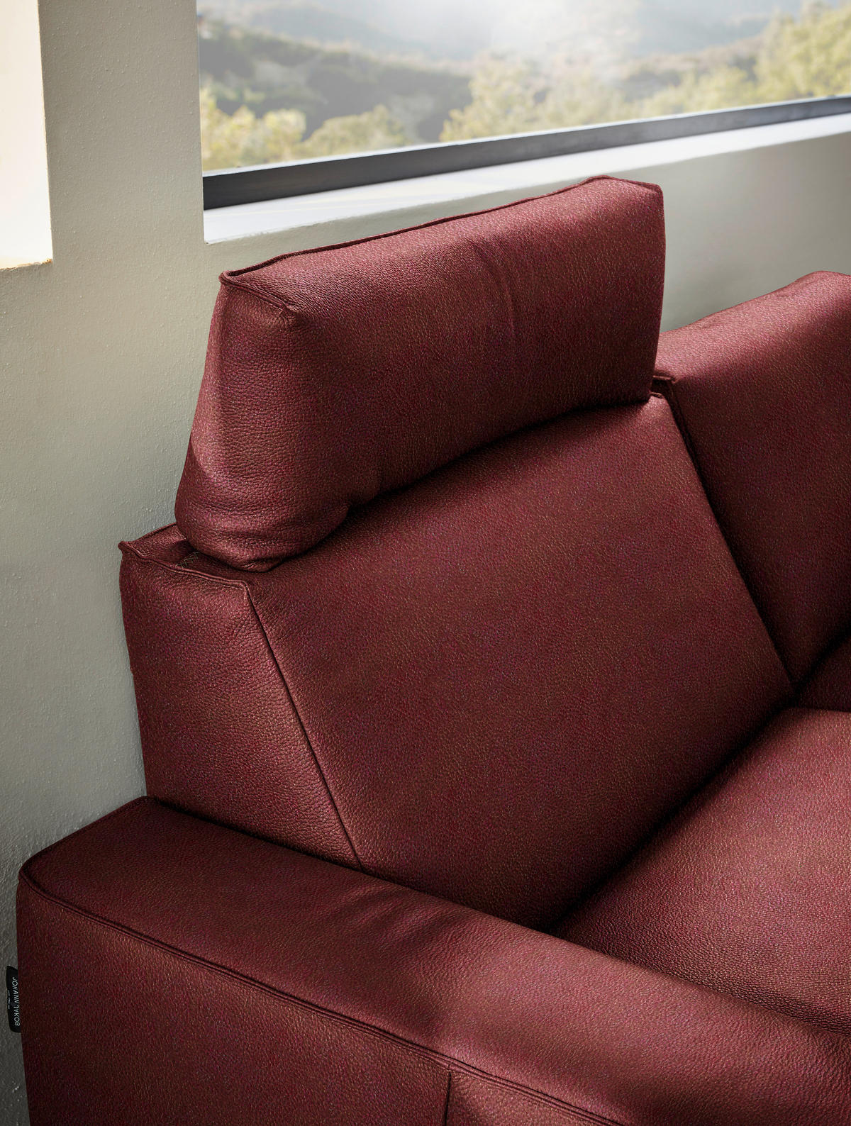 2,5-SITZER in Echtleder Bordeaux  - Bordeaux/Schwarz, Design, Leder/Metall (200/102/92cm) - Johann Jakob