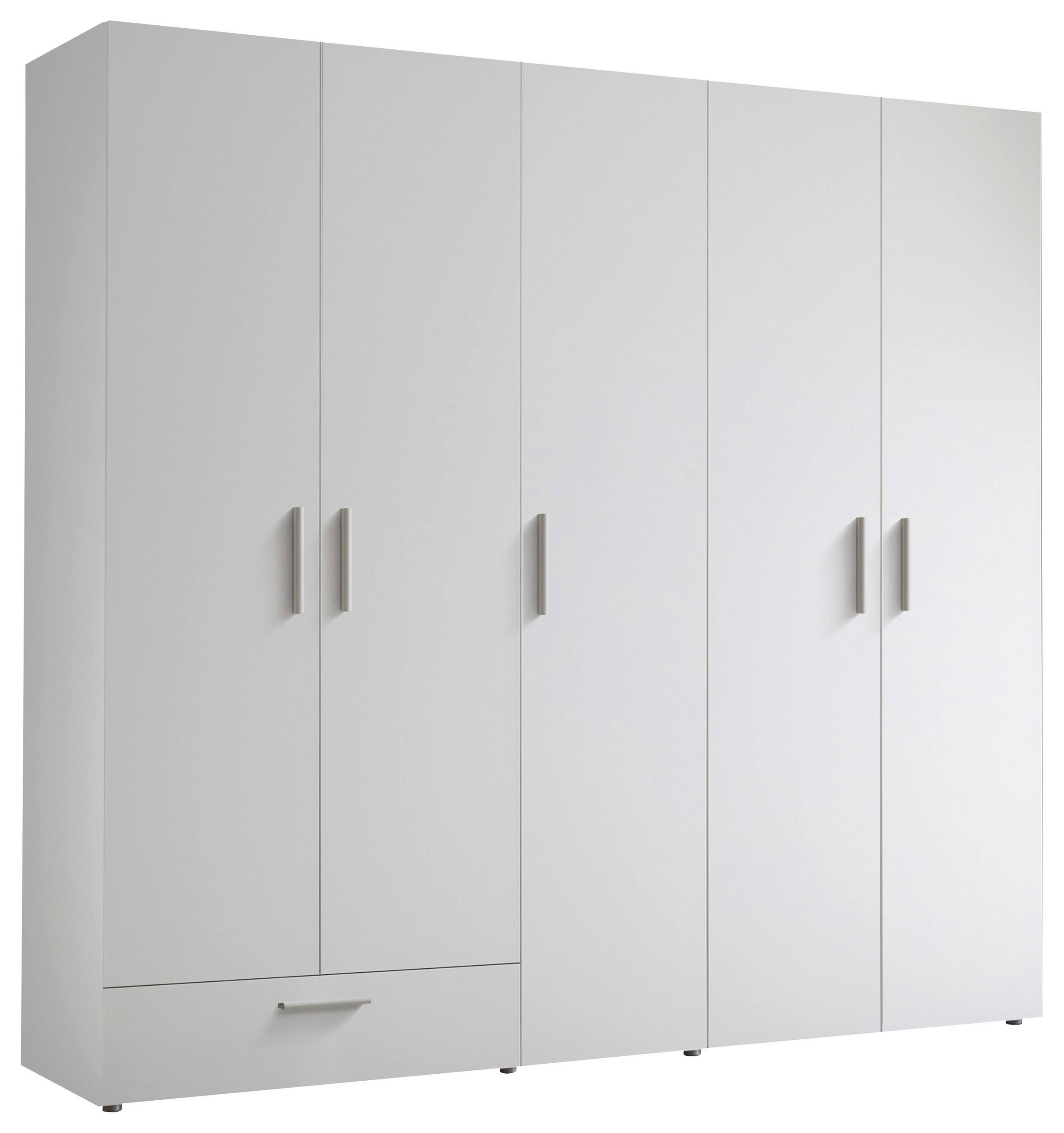 OMARA ZA OBLAČILA, bela  - bela/barve aluminija, Moderno, umetna masa/leseni material (225/210/52,5cm) - Xora