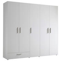 OMARA ZA OBLAČILA, bela  - bela/barve aluminija, Moderno, umetna masa/leseni material (225/210/52,5cm) - Xora