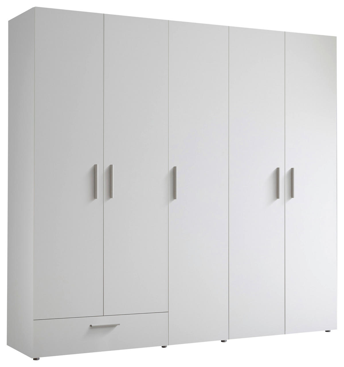OMARA ZA OBLAČILA, bela  - bela/barve aluminija, Moderno, umetna masa/leseni material (225/210/52,5cm) - Xora