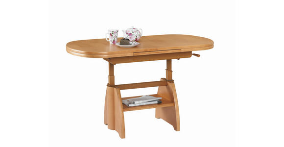 COUCHTISCH Buche furniert 125-166/71/56-75 cm oval Buchefarben  - Buchefarben, KONVENTIONELL, Holz (125-166/71/56-75cm) - Venda