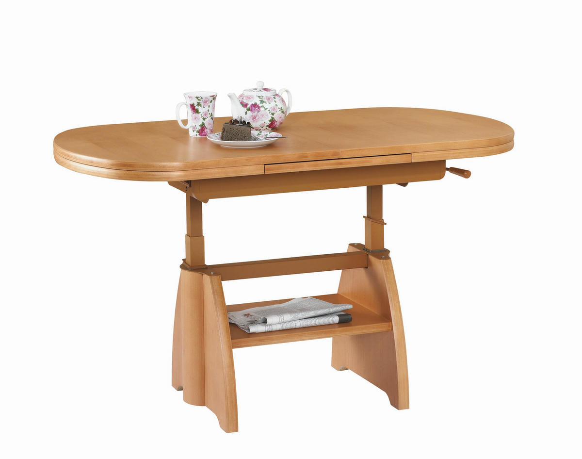 COUCHTISCH Buche furniert 125-166/71/56-75 cm oval Buchefarben  - Buchefarben, KONVENTIONELL, Holz (125-166/71/56-75cm) - Venda