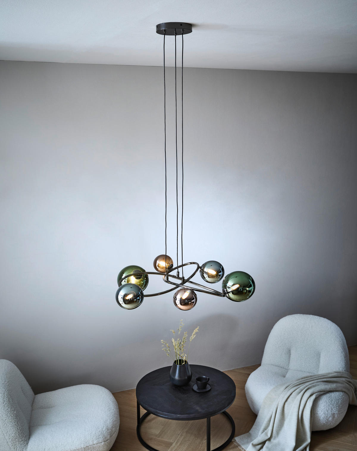 LED FÜGGŐLÁMPA 65/120 cm  - olajkék/bronz, Design, műanyag/Üveg (65/120cm)