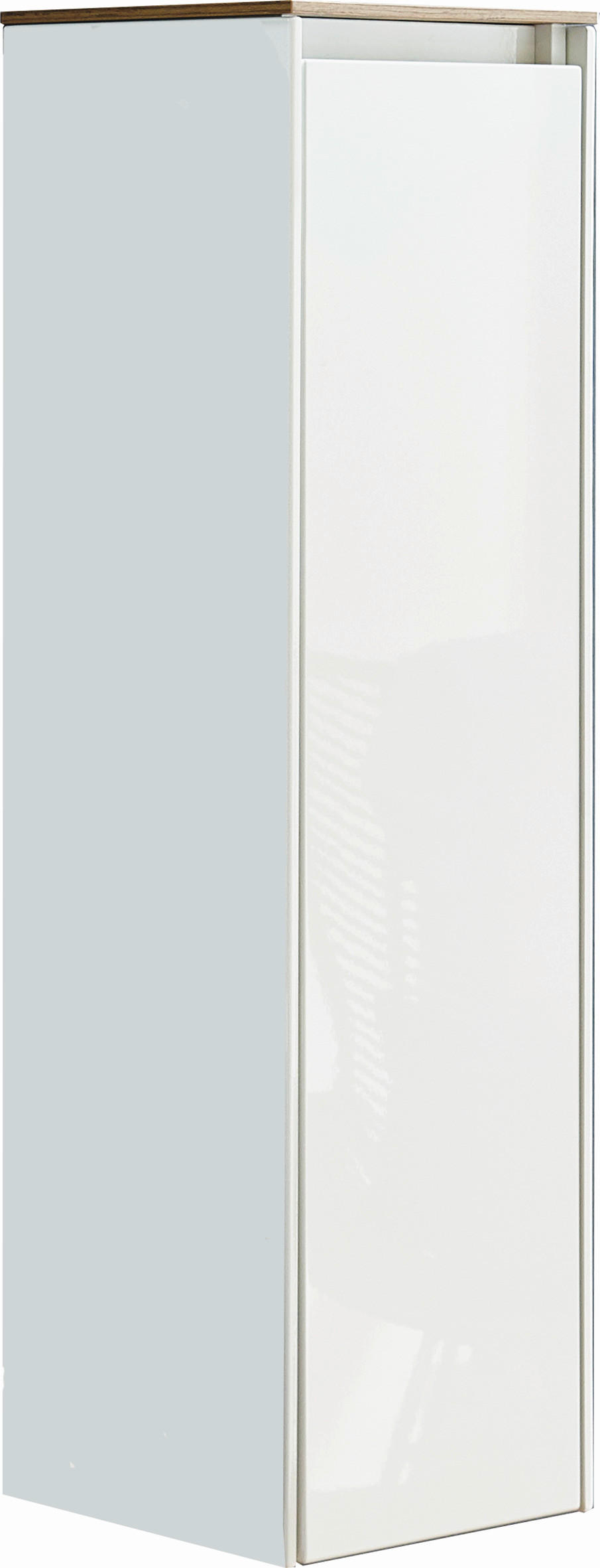 MIDISCHRANK 32,5/116/32,5 cm  - Weiß Hochglanz/Eichefarben, Design, Glas/Holzwerkstoff (32,5/116/32,5cm) - Novel