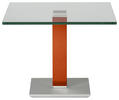 BEISTELLTISCH quadratisch Orange, Rot, Edelstahlfarben  - Edelstahlfarben/Rot, Design, Glas/Kunststoff (60/60/46-65cm)