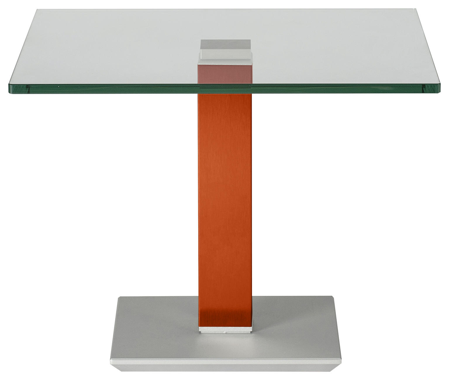 BEISTELLTISCH quadratisch Orange, Rot, Edelstahlfarben - Säulentisch