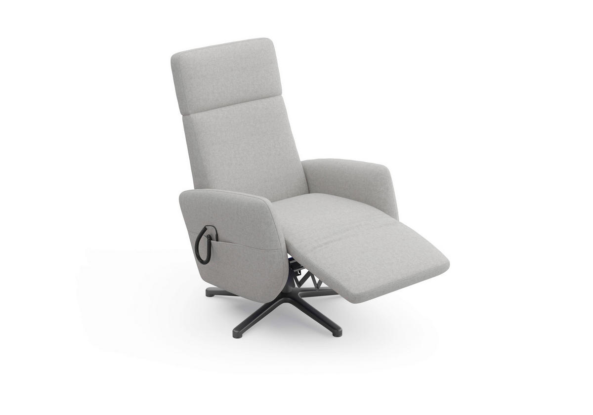 RELAXSESSEL in Textil Hellgrau  - Hellgrau/Schwarz, Konventionell, Textil/Metall (71/110/82cm) - Sit & More