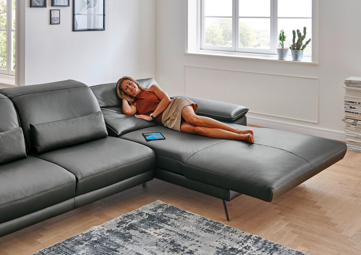 ECKSOFA in Echtleder Hellbraun  193/328 cm  - Hellbraun/Schwarz, Design, Leder/Metall (193/328cm) - Dieter Knoll