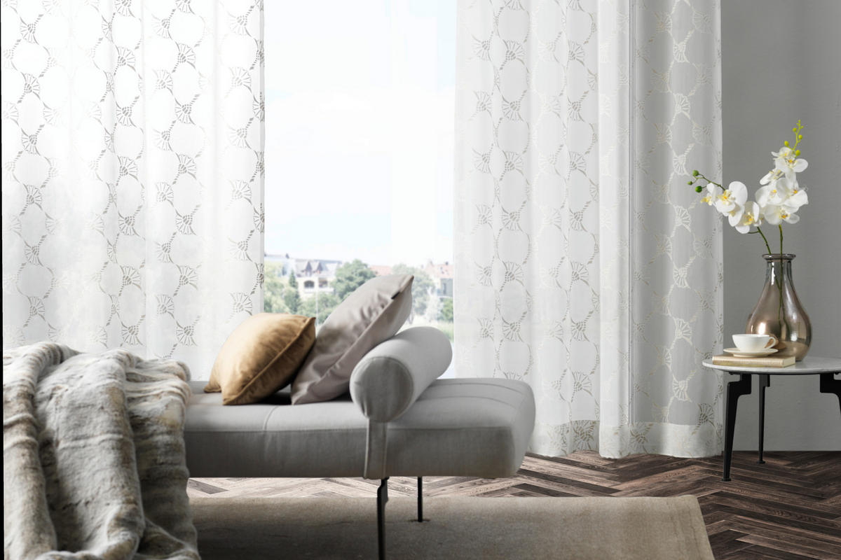 ZÁVES S OČKAMI, priehľadné, 140/250 cm - prírodná farba, Design, textil (140/250cm) - Joop!
