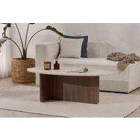 COUCHTISCH 120/40/65 cm Freiform Creme, Walnussfarben  - Walnussfarben/Creme, Design, Holzwerkstoff (120/40/65cm) - MID.YOU