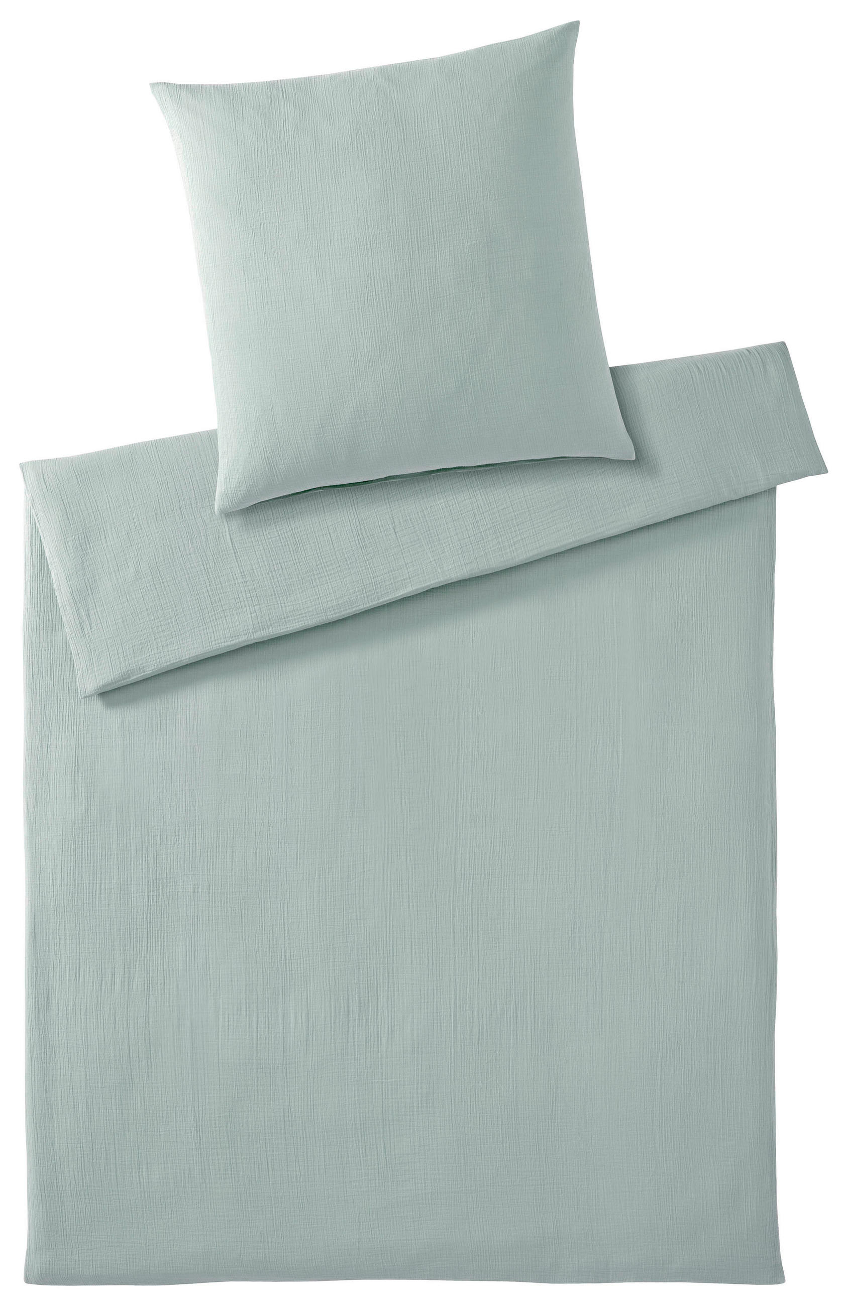 BETTWÄSCHESET Musselin 160/210 cm  100 cm/65 cm  - Mintgrün, Trend, Textil (160/210cm) - Elegante