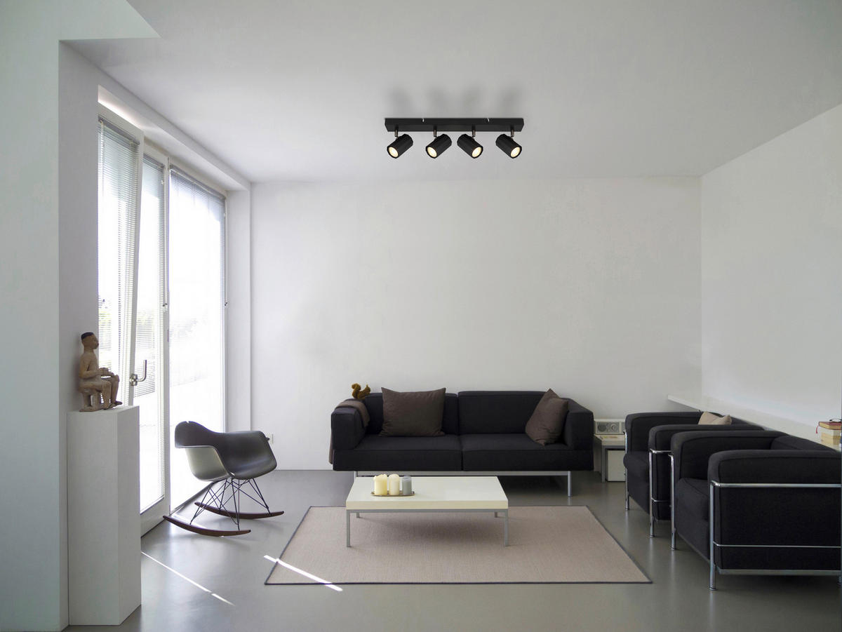 DECKENLEUCHTE 53/6/14,5 cm   - Schwarz, Design, Metall (53/6/14,5cm) - Novel