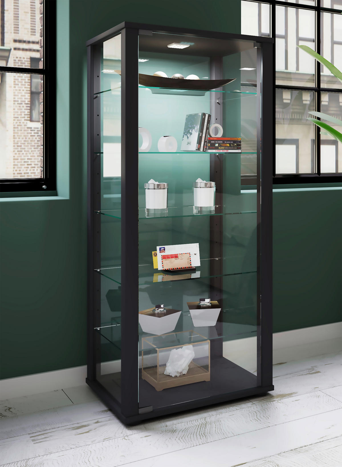 VITRINE in Schwarz  - Schwarz, MODERN, Glas/Holzwerkstoff (50/114,5/38cm) - MID.YOU