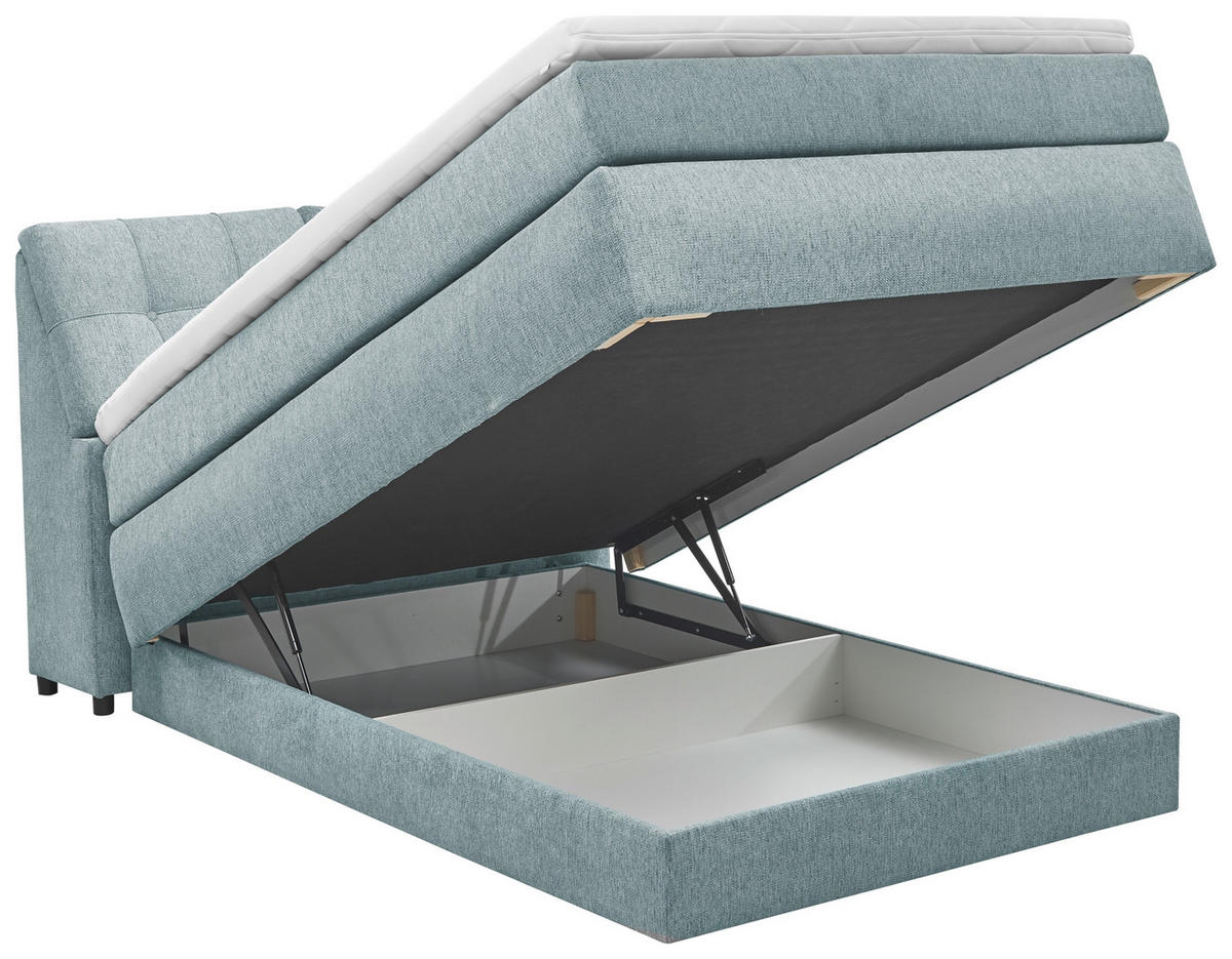 BOXSPRINGBETT 140/200 cm  in Hellblau  - Schwarz/Hellblau, KONVENTIONELL, Kunststoff/Textil (140/200cm) - SetOne by Musterring