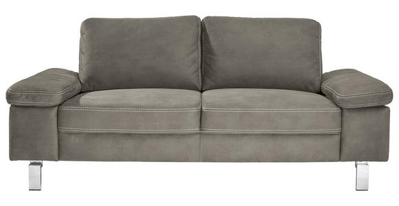 2-SITZER-SOFA in Mikrofaser Taupe  - Taupe/Chromfarben, Design, Textil/Metall (194/86/97cm) - Hom`in