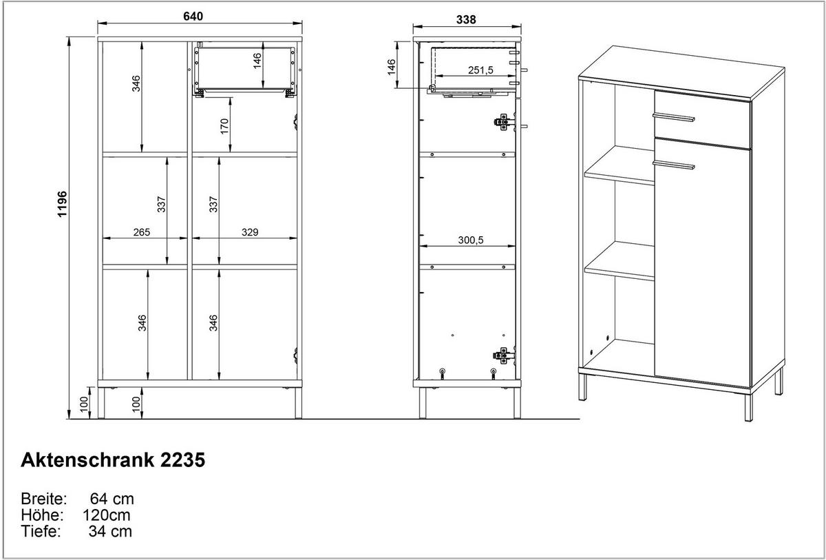 AKTENSCHRANK Kaschmir  - Kaschmir, Design, Holzwerkstoff (64/120/34cm) - Germania