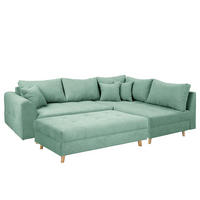 ECKSOFA inkl. Hocker Ariella in Mikrofaser Mintgrün  161/231 cm  - Naturfarben/Mintgrün, Design, Holz/Textil (161/231cm) - Livetastic