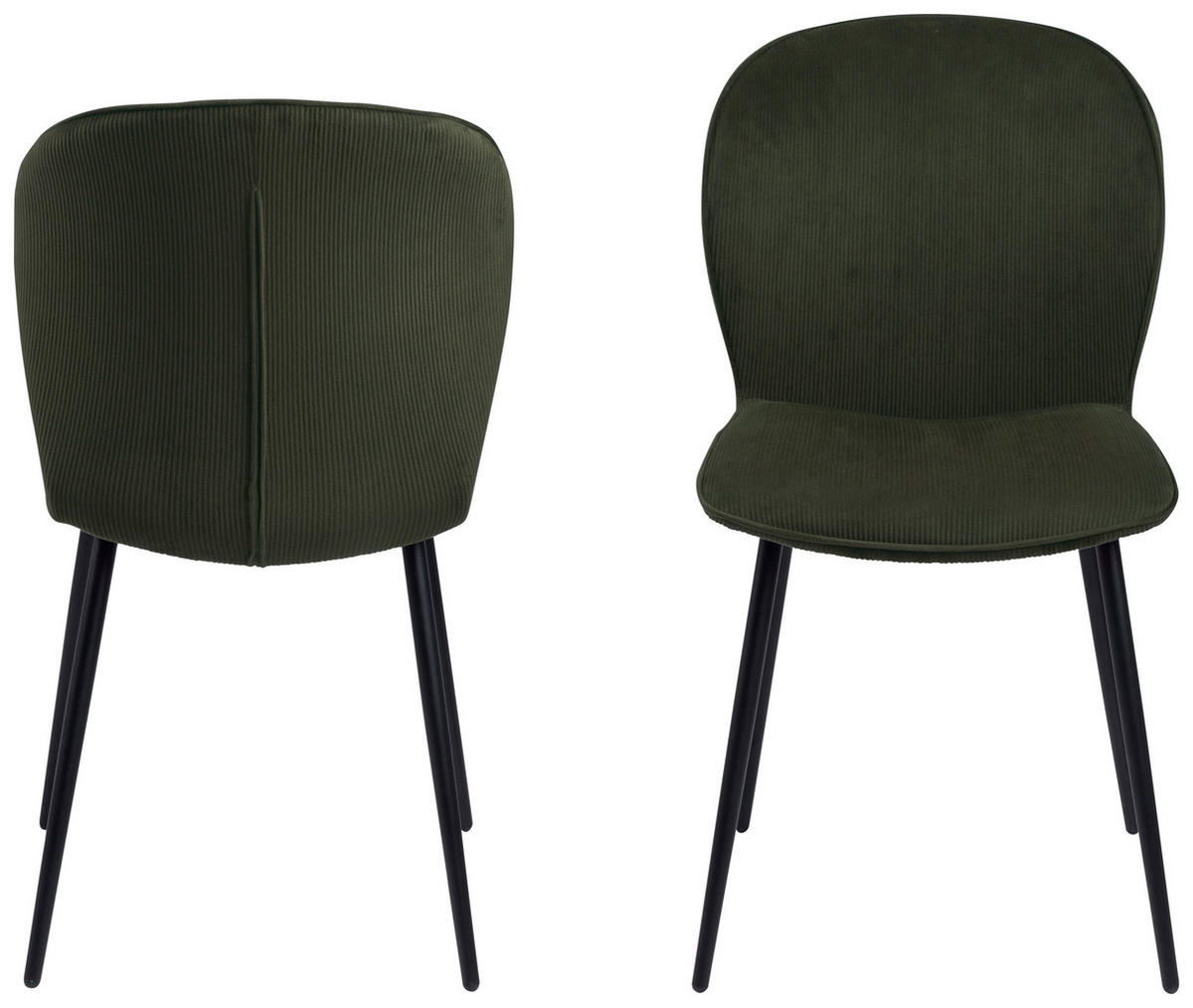 STUHL  in Stahl Velours Metall, Textil  - Schwarz/Olivgrün, KONVENTIONELL, Textil/Metall (43/82/58,5cm) - MID.YOU