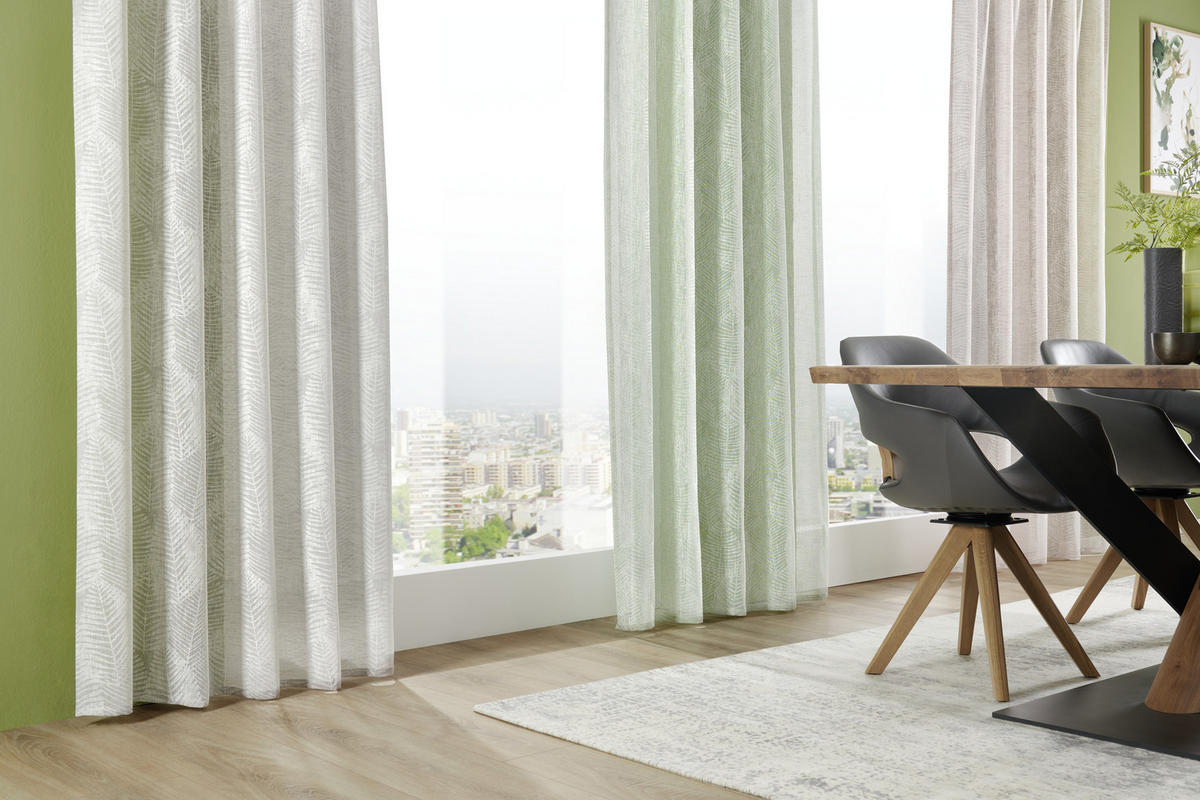 HOTOVÝ ZÁVĚS, poloprůhledné, 140/245 cm - zelená, Design, textil (140/245cm) - Esposa