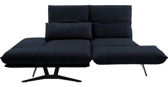 ECKSOFA in Echtleder Dunkelblau  - Gelb/Schwarz, Design, Leder/Metall (130/210cm) - Dieter Knoll