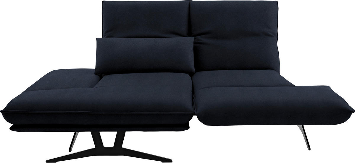 ECKSOFA in Echtleder Dunkelblau  130/210 cm  - Gelb/Schwarz, Design, Leder/Metall (130/210cm) - Dieter Knoll