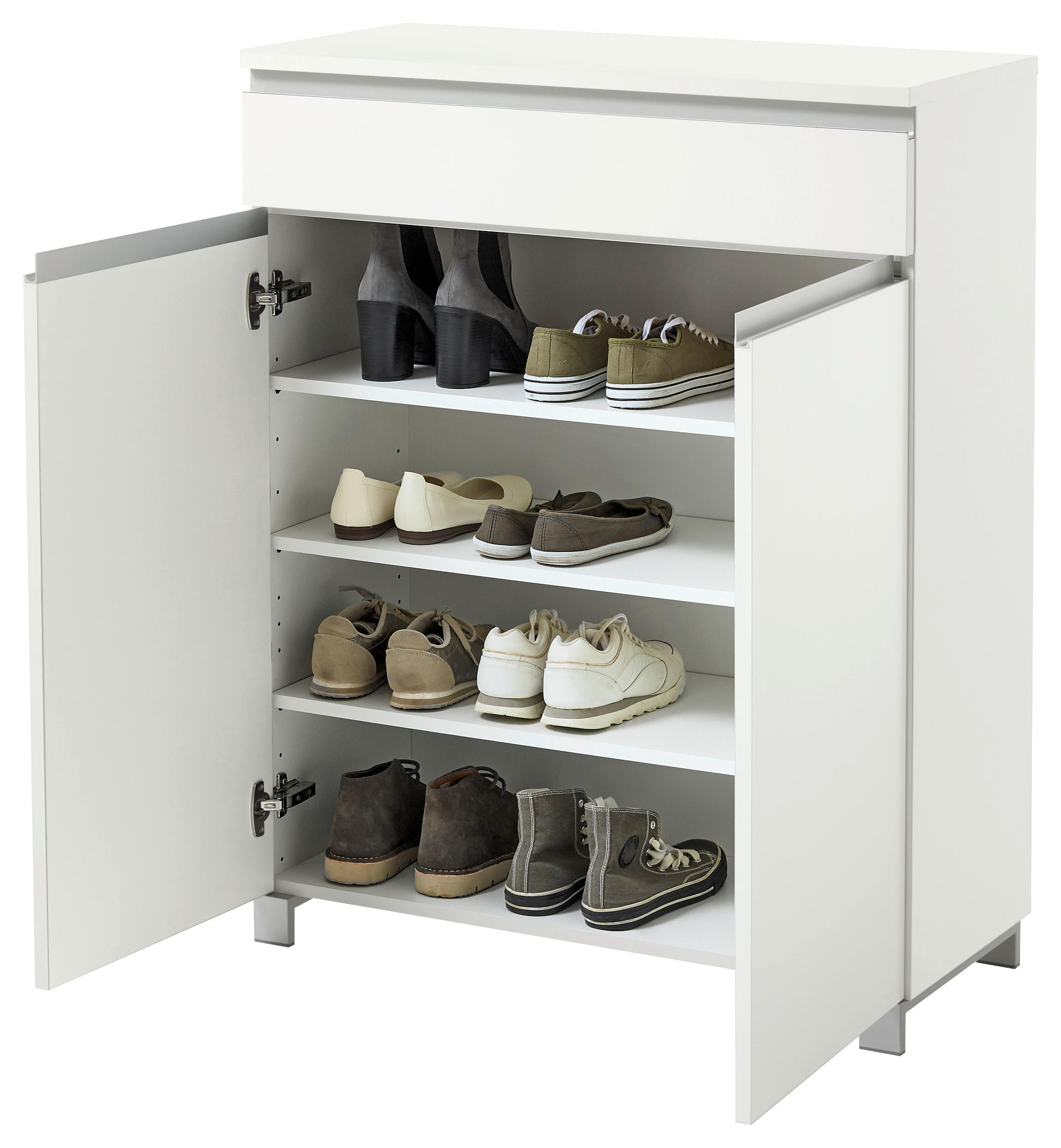 GARDEROBE 6-teilig  in 260/193/40 cm  - Silberfarben/Weiß, Design, Holzwerkstoff/Metall (260/193/40cm)